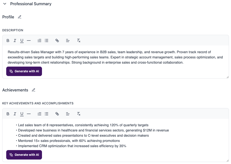 AI-assistent die functierelevante CV- en motivatiebriefteksten genereert.